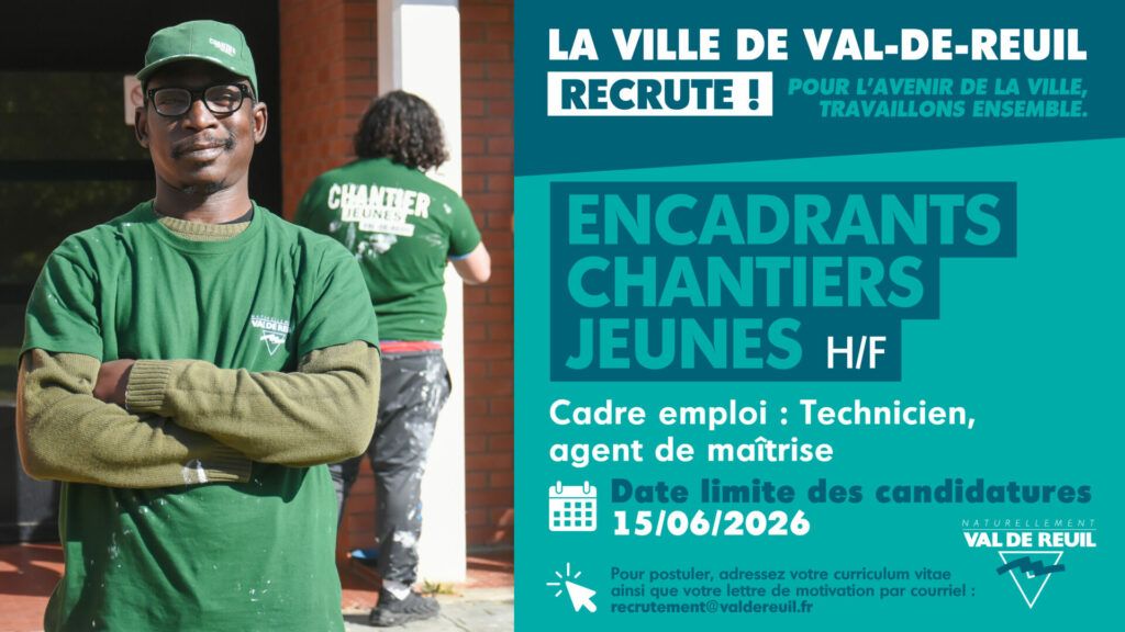 La Ville de Val-de-Reuil recrute des encadrants chantiers jeunes (H/F)