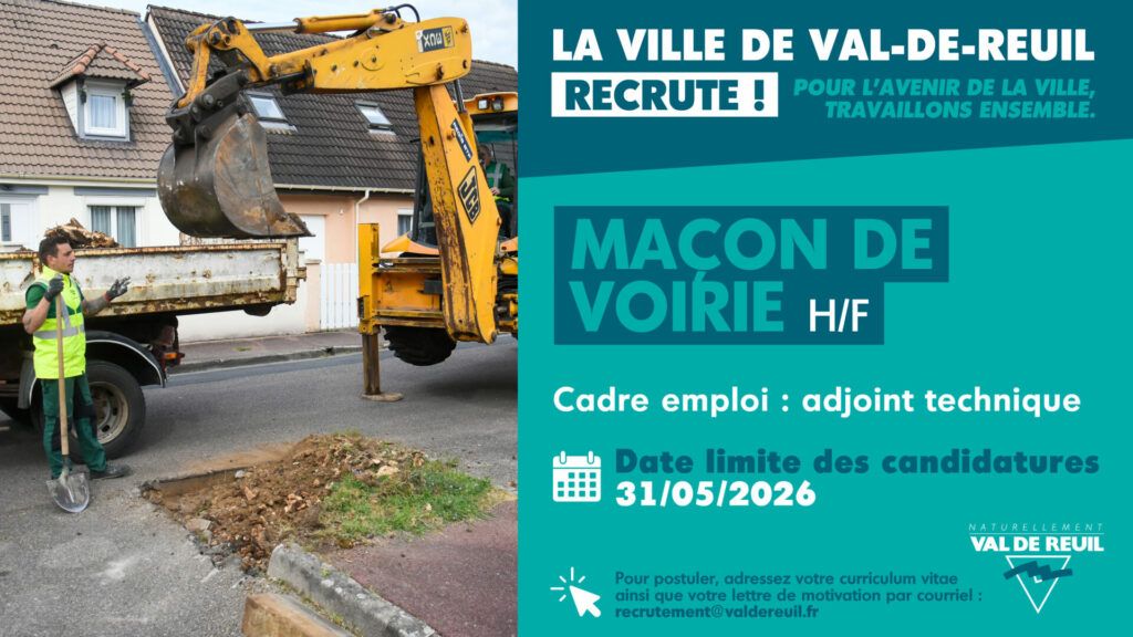 La Ville de Val-de-Reuil recrute un agent de voirie (H/F).