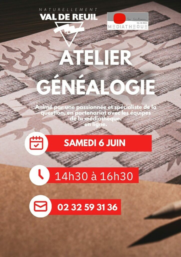 Samedi 6 juin à 14h30, la médiathèque Le Corbusier vous donne rendez-vous pour son traditionnel atelier Généalogie.