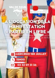 À l'occasion de la manifestation "Partir en Livre", la médiathèque Le Corbusier de Val-de-Reuil sort les transats et vous propose de venir écouter les histoires de super-héros en sirotant un petit jus de fruits.