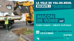 La Ville de Val-de-Reuil recrute un maçon de voirie (H/F).