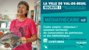 La Ville de Val-de-Reuil recrute un médiathécaire (H/F).