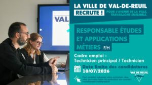 La Ville de Val-de-Reuil recrute un responsable études et applications métiers (H/F).