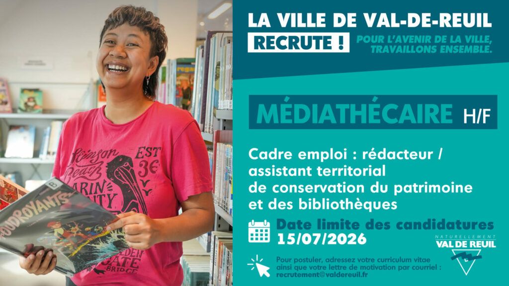 La Ville de Val-de-Reuil recrute un médiathécaire (H/F).