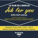 Venez à la rencontre du Hub de l'emploi et de l'agence SUP INTERIM pour être au plus près des Rolivalois. En plein air sur le marché de Val-de-Reuil (place des quatre saisons) ! LE VENDREDI 19 JUIN de 13h30 à 16h15.