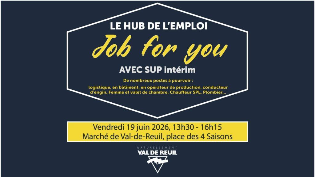 Venez à la rencontre du Hub de l'emploi et de l'agence SUP INTERIM pour être au plus près des Rolivalois. En plein air sur le marché de Val-de-Reuil (place des quatre saisons) ! LE VENDREDI 19 JUIN de 13h30 à 16h15.