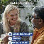 Rejoignez-nous pour notre Café des Aînés de l'été ! le Pôle Seniors organisera son prochain Café des Aînés le Lundi 20 juillet à la Maison de la Jeunesse et des Associations !