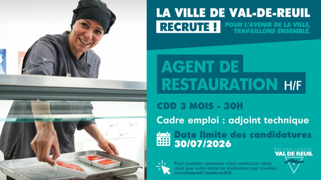 La Ville de Val-de-Reuil recrute un agent de restauration (H/F).
