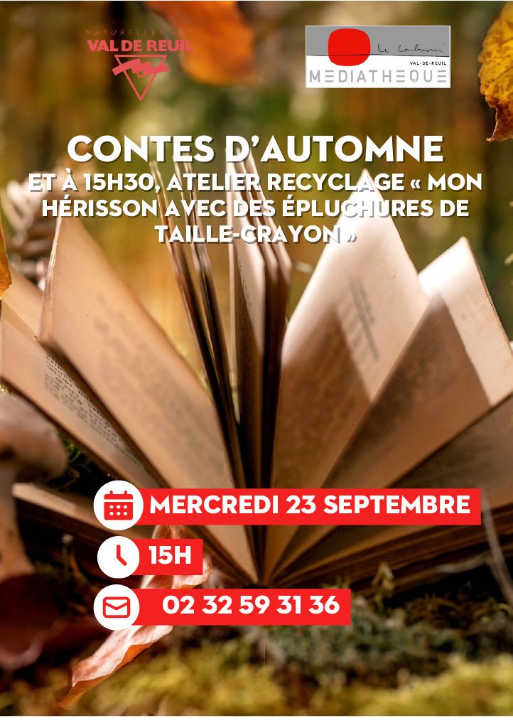 Lecture de contes mercredi 23 septembre de 15h à 16h à la médiathèque Le Corbusier.