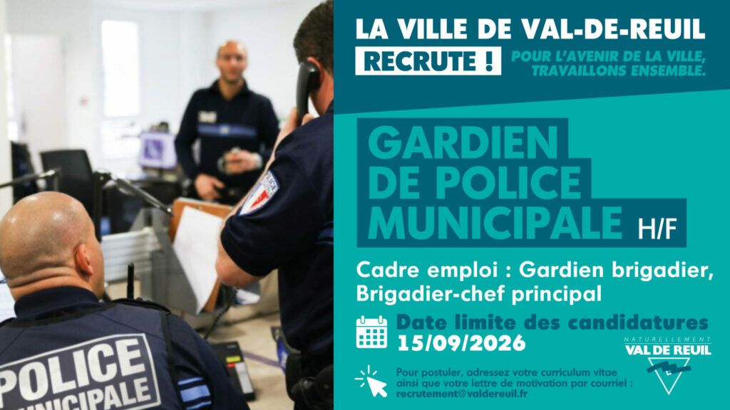 La Ville de Val-de-Reuil recrute un gardien de Police Municipale (H/F).