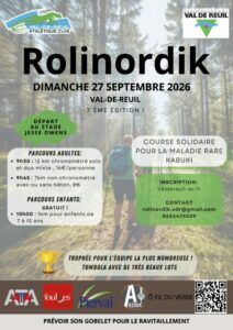 Les inscriptions pour la Rolinordik 2026 sont officiellement ouvertes ! Rendez-vous le dimanche 27 septembre 2026 à Val-de-Reuil au stade Jesse Owens pour une nouvelle édition placée sous le signe du sport, du partage et de la convivialité.