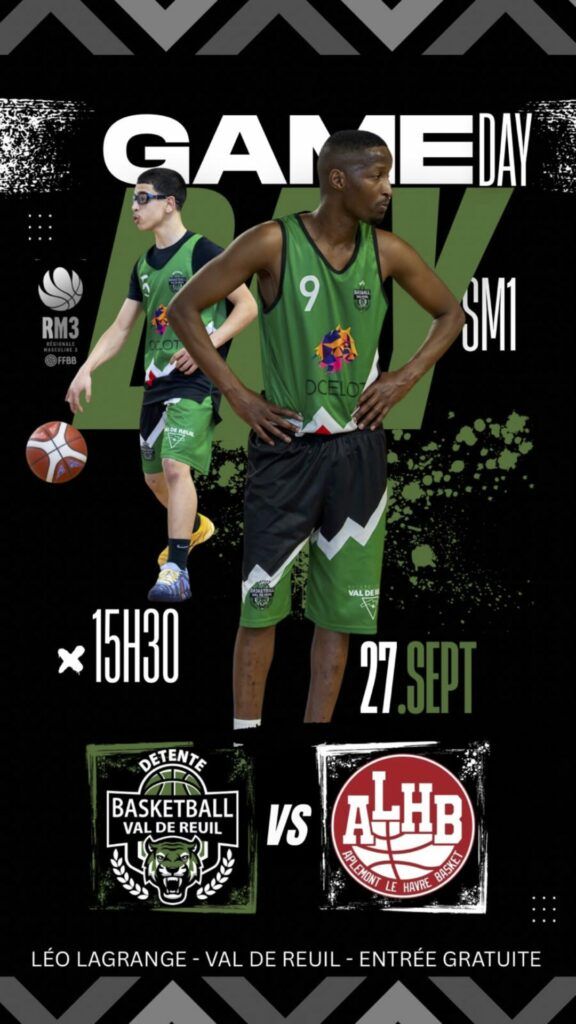 Le Détente Basket Val-de-Reuil (DBVR) reçoit, pour la deuxième journée du championnat RM3 (Régional Masculin 3), Aplemont Le Havre Basket dimanche 27 Septembre à 15h30 à Léo Lagrange.