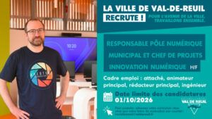 La Ville de Val-de-Reuil recrute un RESPONSABLE PÔLE NUMÉRIQUE MUNICIPAL ET CHEF DE PROJET INNOVATION NUMÉRIQUE (H/F).