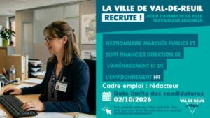 La Ville de Val-de-Reuil recrute un gestionnaire marchés publics et suivi financier (H/F).