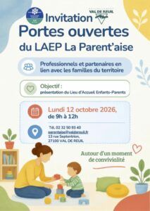 Portes ouvertes Lieu d'Accueil Enfants-Parents la Parent'aise - Professionnels et partenaires