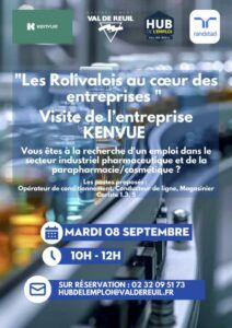 Les Rolivalois au coeur des entreprises, visite de Kenvue, 8 septembre 2026 de 10h à 16h.