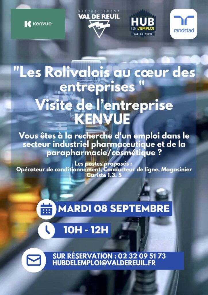 Les Rolivalois au coeur des entreprises, visite de Kenvue, 8 septembre 2026 de 10h à 16h.