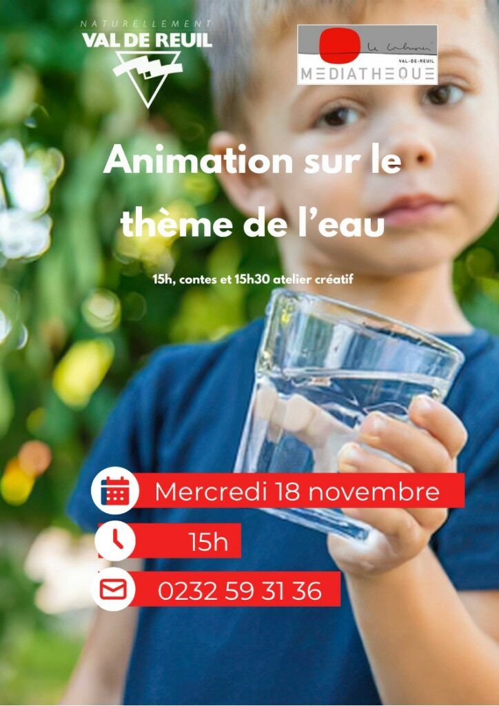 Atelier Contes et Créations : Plongez au cœur de l'eau ! Venez vivre un moment magique en famille à la médiathèque Le Corbusier de Val-de-Reuil Mercredi 18 novembre à 15h00 !