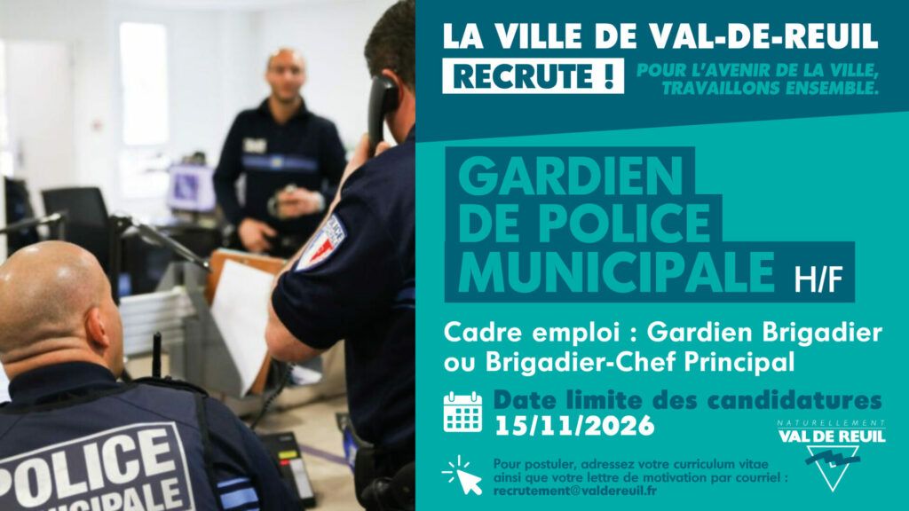 La Ville de Val-de-Reuil recrute un gardien de police municipale (H/F).