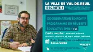 La Ville de Val-de-Reuil recrute un Coordinateur éducatif - Programme de réussite éducative (PRE) (H/F).