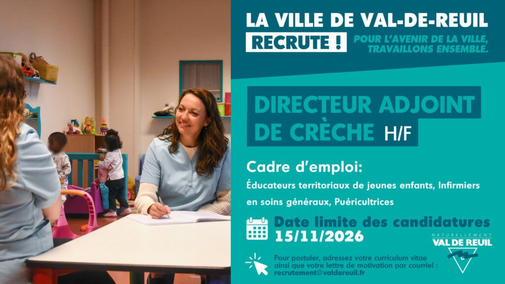 La Ville de Val-de-Reuil recrute un directeur adjoint de crèche (H/F).