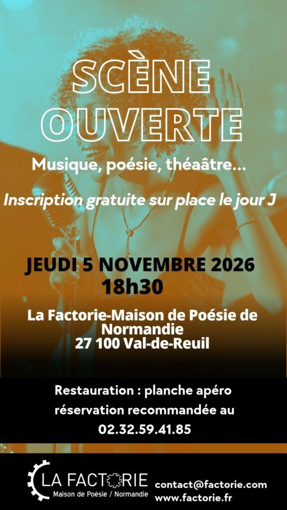 Scène ouverte à La Factorie, jeudi 5 novembre 2026 de 19h30 à 22h.
